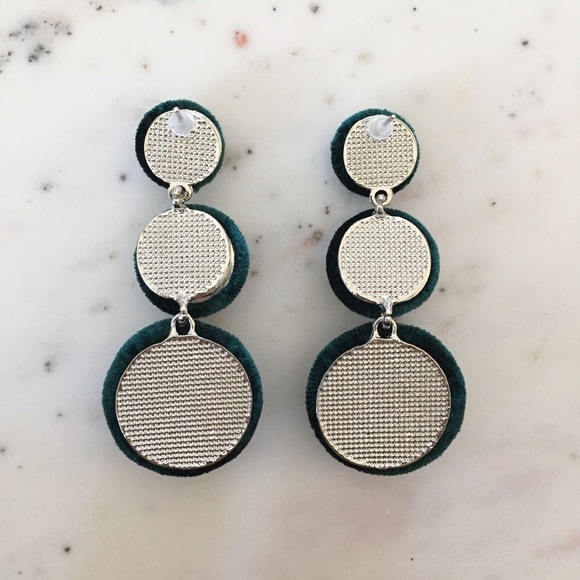 "Lizzie" Earrings || Emerald Green Velvet Bon Bon - Picture 3 of 9